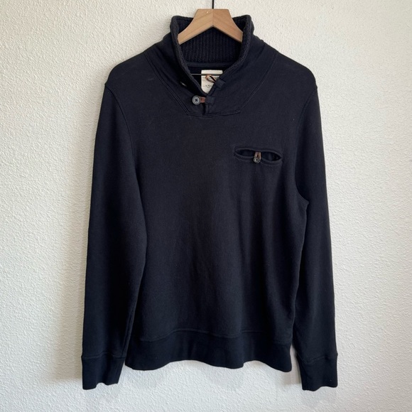 Billy Reid Mens Medium Black Shawl Collar Pullover Sweater Relaxed Preppy Office - Picture 1 of 9